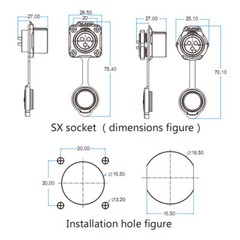 2 Pin M16 Size Power Circular Connector Female Plug & Male Socket Outdoor IP67