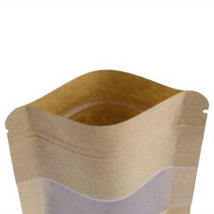 New Brown Kraft Stand Up Zip Seal Resealable Bags w. Clear Window Variety Sizes