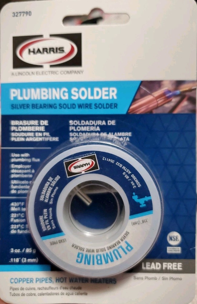 Plumbing Solder by Harris / solid wire / new LEAD FREE
