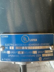 GE Commercial explosion proof Motor 5K49NN2507AX HZ 60 HP 1 RPM 3450 BX571043