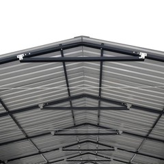20x20ft Galvanized Carport, 400 sq ft, 10ft Open Side Walls, 27-gauge Roof