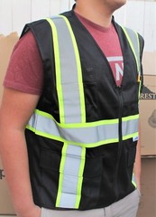 FX Two Tone HI-VIS Black Safety Vest with 4 Front Pocket Small to 5XL