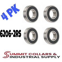 6206-2RS C3 EMQ Premium Rubber Sealed Ball Bearing, 30x62x16, 6206RS (4 QTY)