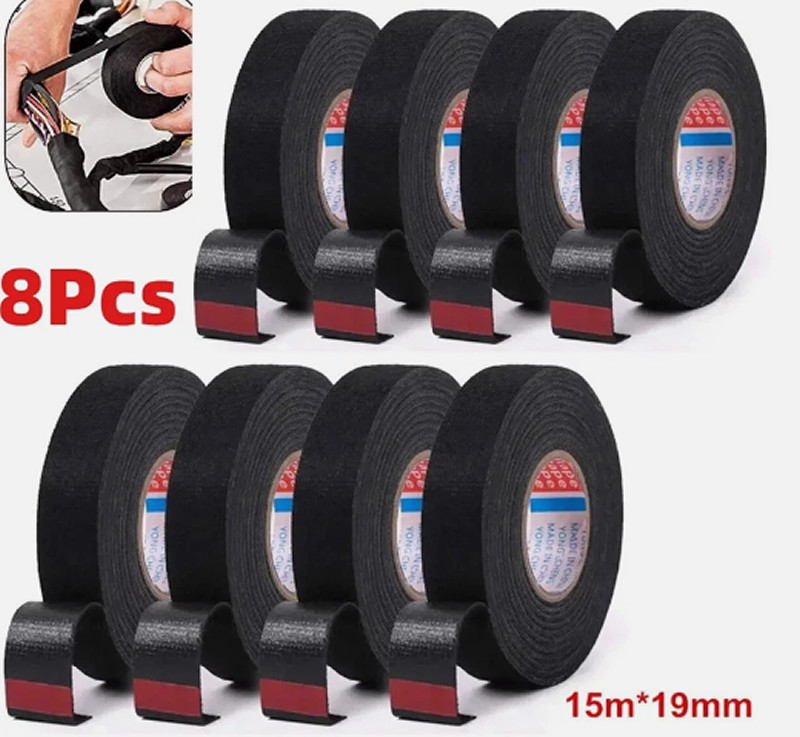US 8 Rolls 19mm*15m Cloth Tape Wire Electrical Wiring Harness Car Auto SUV truck