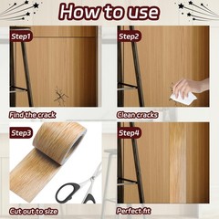 Self-Adhesive Wood Repair Tape, 2 Inch X 32 Ft Gray Wood Grain Tape for Furni…