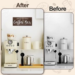 Rustic Coffee Bar Sign Wall Decor – Vintage 13.77 inches x 5.9 inches, brown