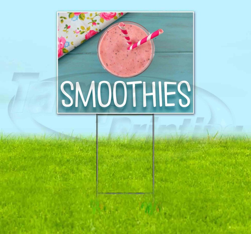SMOOTHIES 18×24 Yard Sign Corrugated Plastic Bandit Lawn Business USA