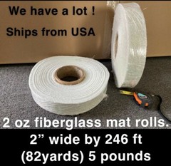 2oz fiberglass mat matt roll Fiber Glass Fabric Cloth Width 2″ wide x 246 ft USA
