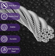 1/8 Inch Stainless Steel Cable 100FT – 7×7 Strand Aircraft Wire Rope with Loo…