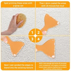 4 Pcs Knockdown Texture Sponges Repair Ceiling Drywall Wall Patch Natural Sea…