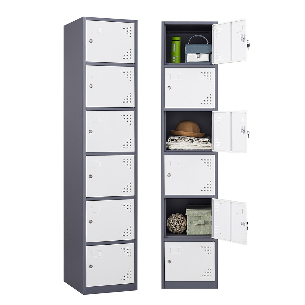 Metal Locker Employees Steel Storage Cabinet with 6 Doors for Office School Gym