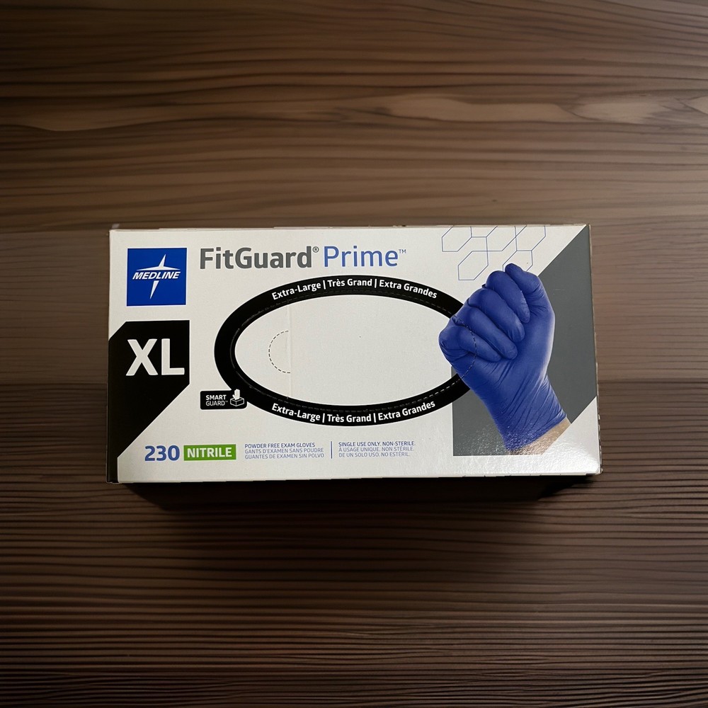 Medline FitGuard Touch Powder-Free Nitrile Exam Gloves Disposable X-Large 250/Bx