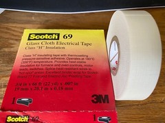 3M Scotch 69 Glass Cloth Electrical Tape Class H 200℃ Insulation 3/4″x66ft 19MM