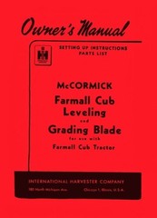 International Farmall Cub Tractor Leveling Grading Blade Owner Operators Manual