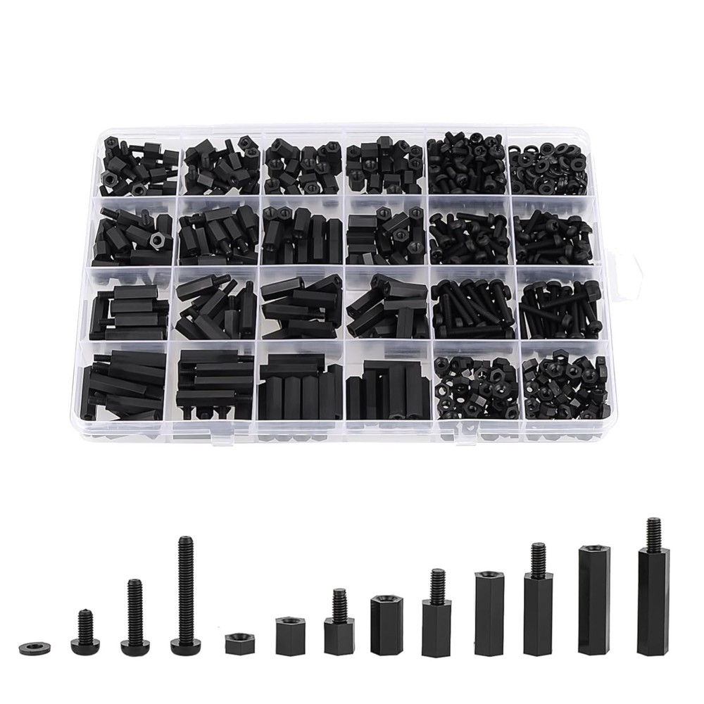 620Pcs M3 Nylon Hex Standoffs and Screw Kit for PCB Assembly & Maintenance