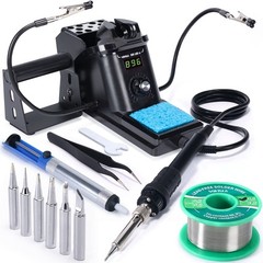 60W Digital Soldering Iron Station Kit with Helping Hands, 6 Tips, Solder & Tool