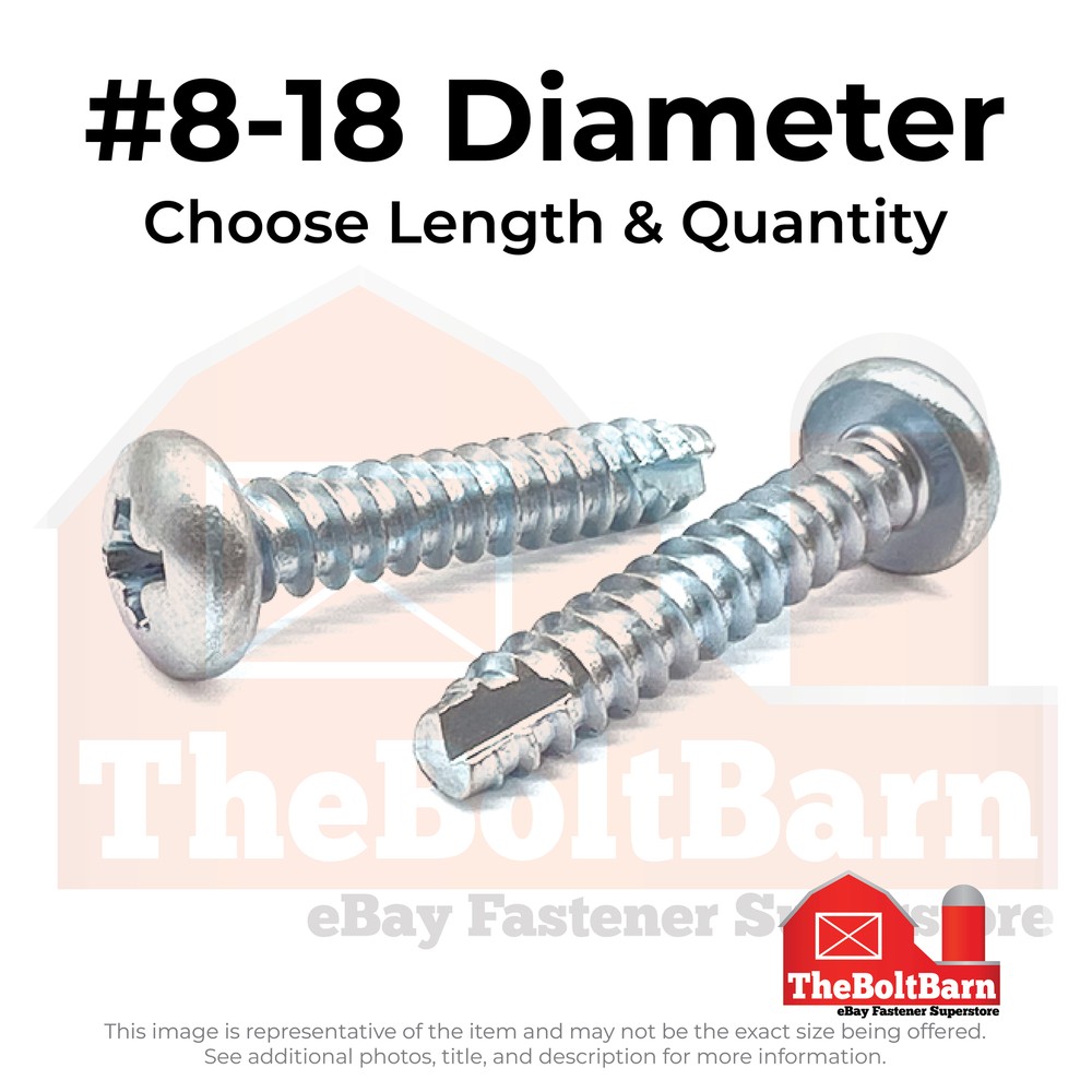 #8-18 Phillips Pan Head Type BT Thread Cutting Screws Zinc (Choose Length & Qty)