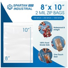 1000 Clear Zip Poly Bags 8″ x 10″ – 2 Mil Thickness
