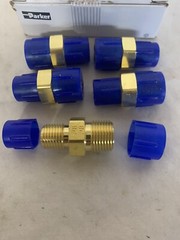 Lot of (5) Parker 6-4 Mhn-B 3/8″ X 1/4″ Mnpt Brass Reducing Hex Nipples, 4000psi