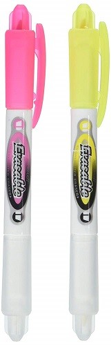 Promarx 64354 Dual Tip Erasable Highlighters Pink And Yellow 2 Count