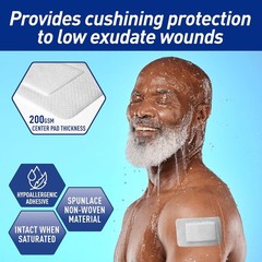 MED PRIDE Adhesive Island Dressing 2×3 in, Pack of 50 Sterile 2” x 3.5”