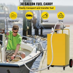 30 Gallon Fuel Caddy Fuel Storage Tank 4 Wheels with Manuel Pump, Yellow