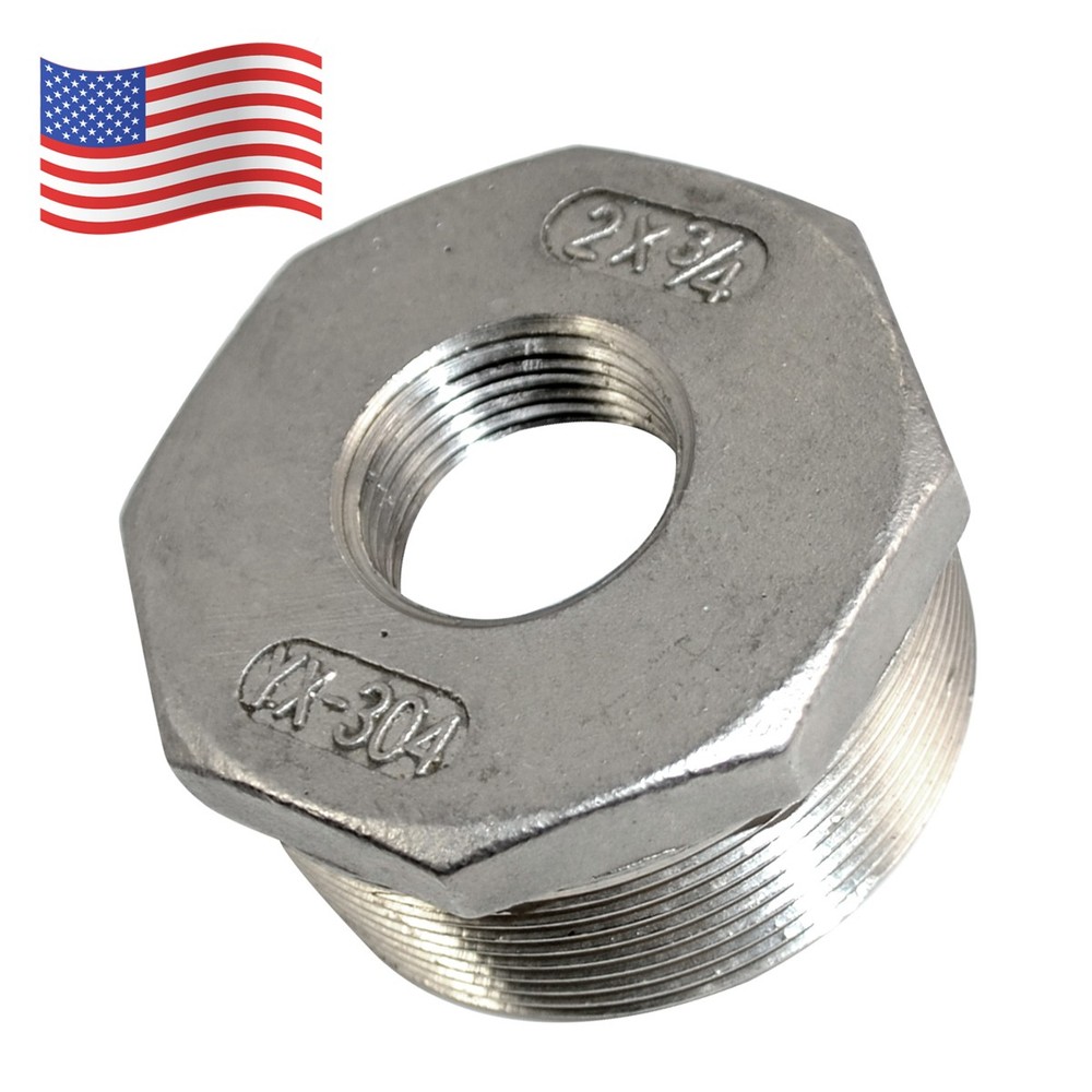 2″ MALE to 3/4″ female HEX bushing Reducer Adapter NPT thread Stainless Steel