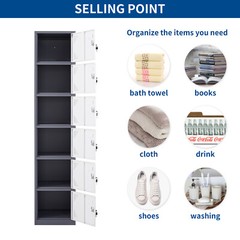Metal Locker Employees Steel Storage Cabinet with 6 Doors for Office School Gym