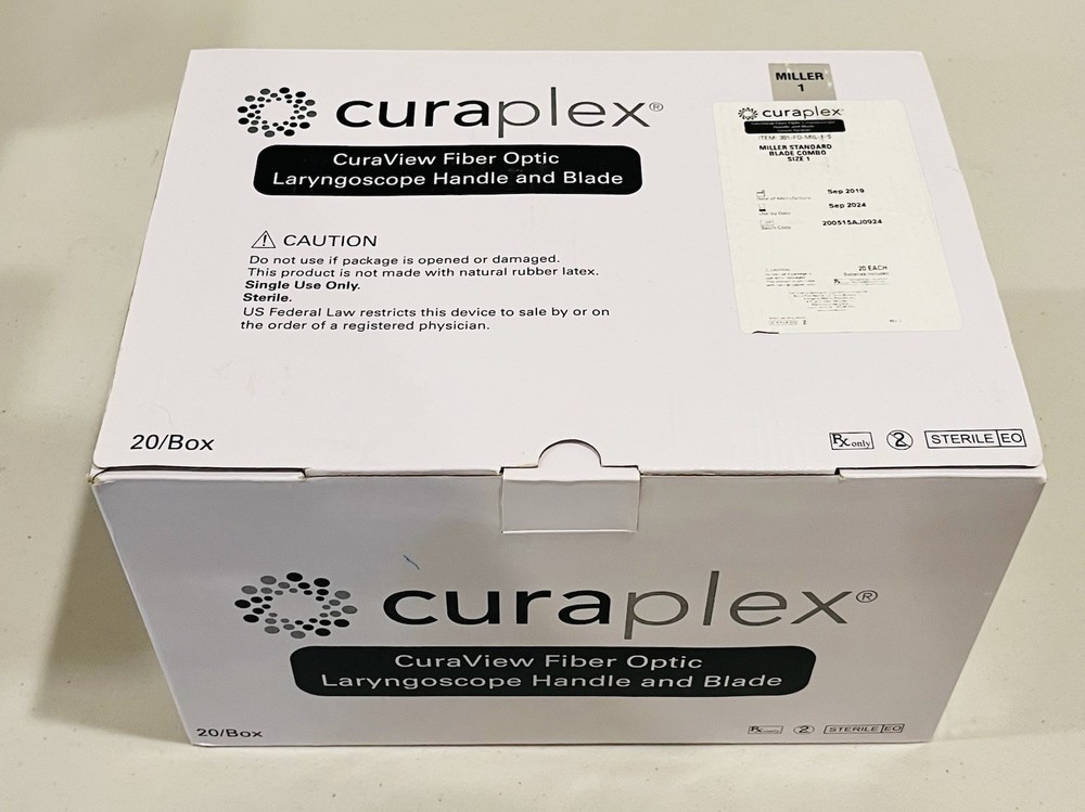 EXPIRED 20 Count Box Curaplex Curaview Laryngoscope Handle & Blade Miller 1
