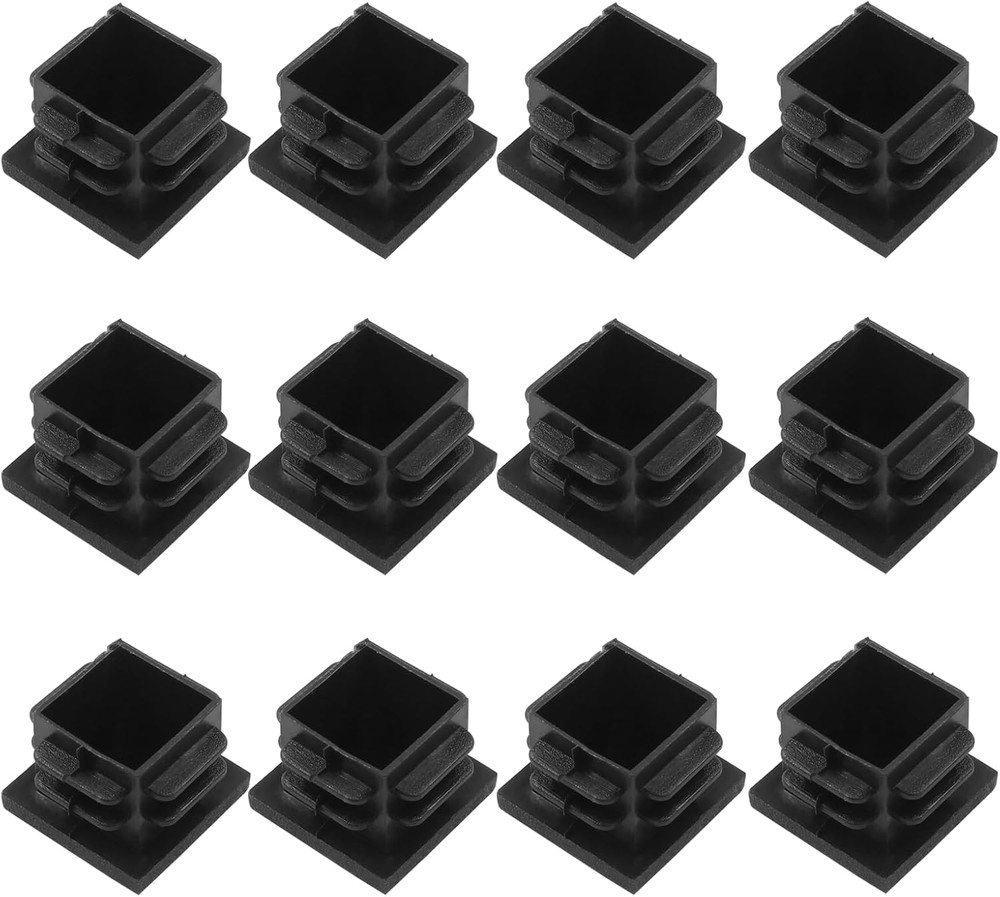 Bonsicoky 12 Pack 3/4″ Square Plastic Plugs, Black Tubing End Caps Plugs Insert