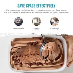 Clear Rectangle Ice Cream Tub with Lids 1, 2 & 4L Freezer Food Storage Container