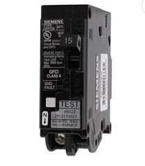 Siemens 15 Amp 15A Plug-On Neutral GFCI Circuit Breaker QF115ANP Type QPF2N