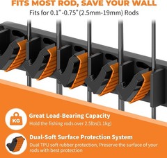 Fishing Rod Holder Wall Mount, Vertical Rack for 10 Rods, 2 Pack