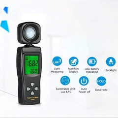 Digital Lux Meter, Illuminometer, Photometer, 0～200,000 Lux Measure Range