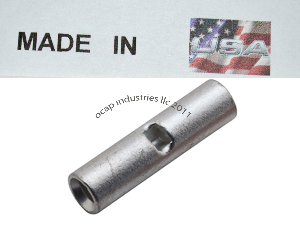 (200) Non-Insulated 16-14 Gauge Seamless Butt Splice Connector Wire Terminal USA