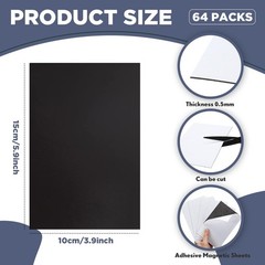 Adhesive Magnetic Sheets 4×6 – Cuttable Flexible Peel & Stick Craft Stickers (64