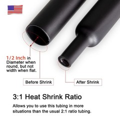 5 ft Waterproof Insulation Seal Heat Shrink Tubing 3:1, Diameter 1/2″ (12.7mm)