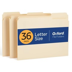 Oxford File Folders, 36 Pack, Letter Size (8.5″ x 11″), 3 Letter, Manila
