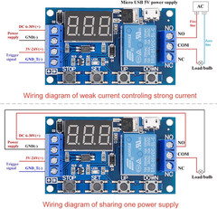 [2 Pack] DC 6-30V Timer Relay Programmable Delay Relay Module Cycle Timer with L