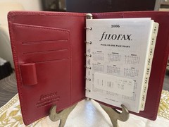 Filofax Slimline Pocket Topaz Red Leather NOS