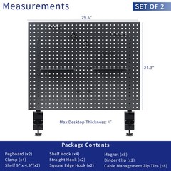 VIVO Dual Steel Clamp-on 60″ x 24″ Desktop Pegboard, Magnetic Privacy Panel