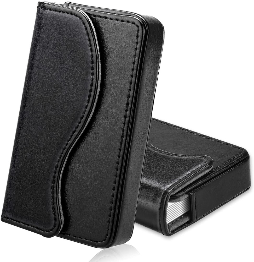 PU Leather Business Card Holder Name Card Bag Wallet Case Organizer -Black