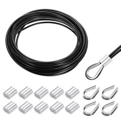 33FT 1/8″ Stainless Steel Cable Railing Kit with Sleeves Thimbles Black