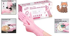Ambidextrous Cherry Blossom Nitrile Gloves – 12 Inch, Latex-Free, Multi-Purpose