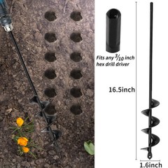 TCBWFY Auger Drill Bit for Planting 1.6×16.5inch Extended 1.6″x16.5″, 24