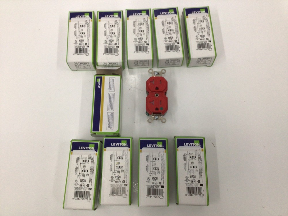 Leviton 8300 SGR Commercial Duplex Lev Lok Receptacle ( BOX OF 10)