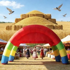 26ft Span Double Leg Arch Frame Heavy Duty PVC Oxford Cloth Inflatable No Blower
