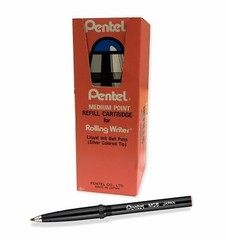 Pentel Cushion Ball Tip Roller Pen Refill, Black (Choose Pack Size) MG8-A