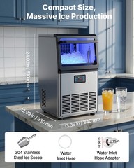 VEVOR Commercial Ice Maker 80 lbs/24h Ice Machine 13 lbs Storage Bar Restaurant