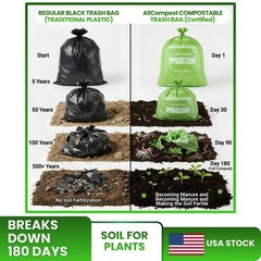Compostable Trash Bags 13 Gallon Master Box 30 packs 750 count Certified BPI